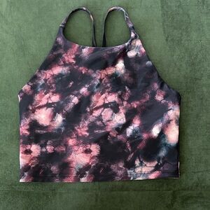 Old Navy Black and Pink Tie-Dye Tank Top